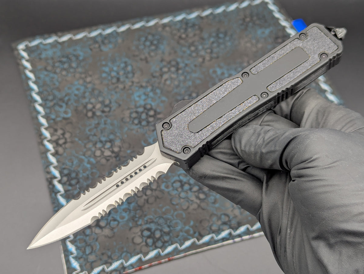 8.5" DOUBLE SERRATED TACTICAL D/A OTF KNIFE