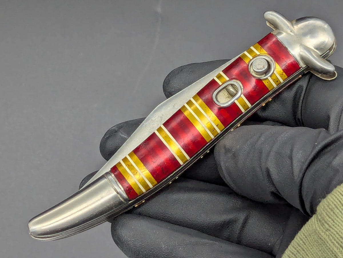 ANTIQUE IMPERIAL FIXED GUARD CANDY STRIPE SWITCHBLADE KNIFE