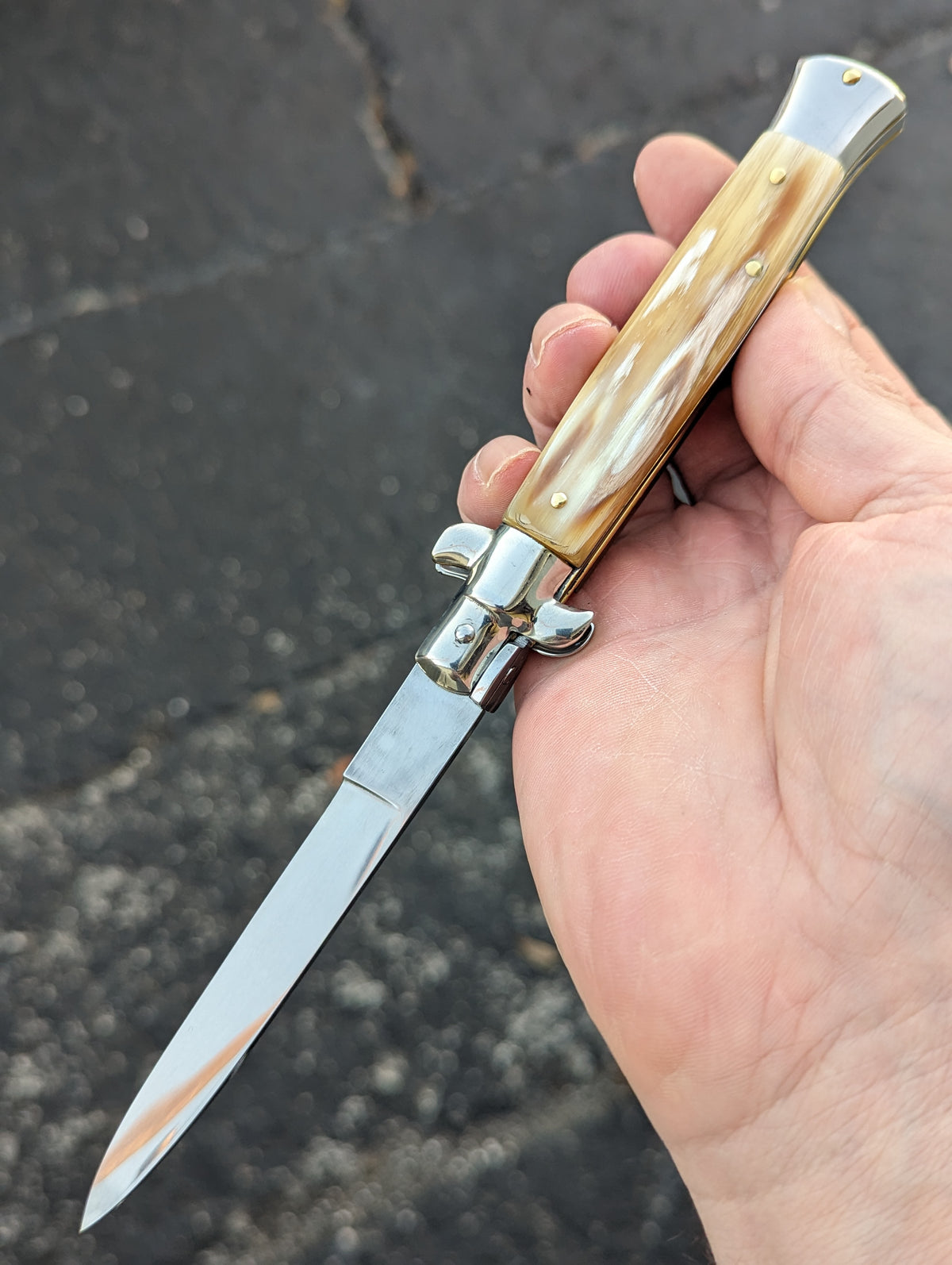 9" Renzo Beltrame Honey Horn Flat Grind Italian Stiletto #5