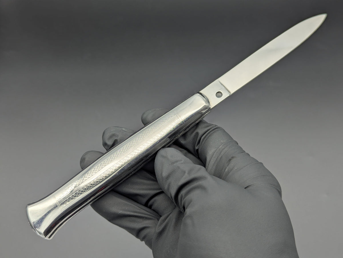 XL ANTIQUE ITALIAN STAINLESS FANTAIL SWITCHBLADE KNIFE