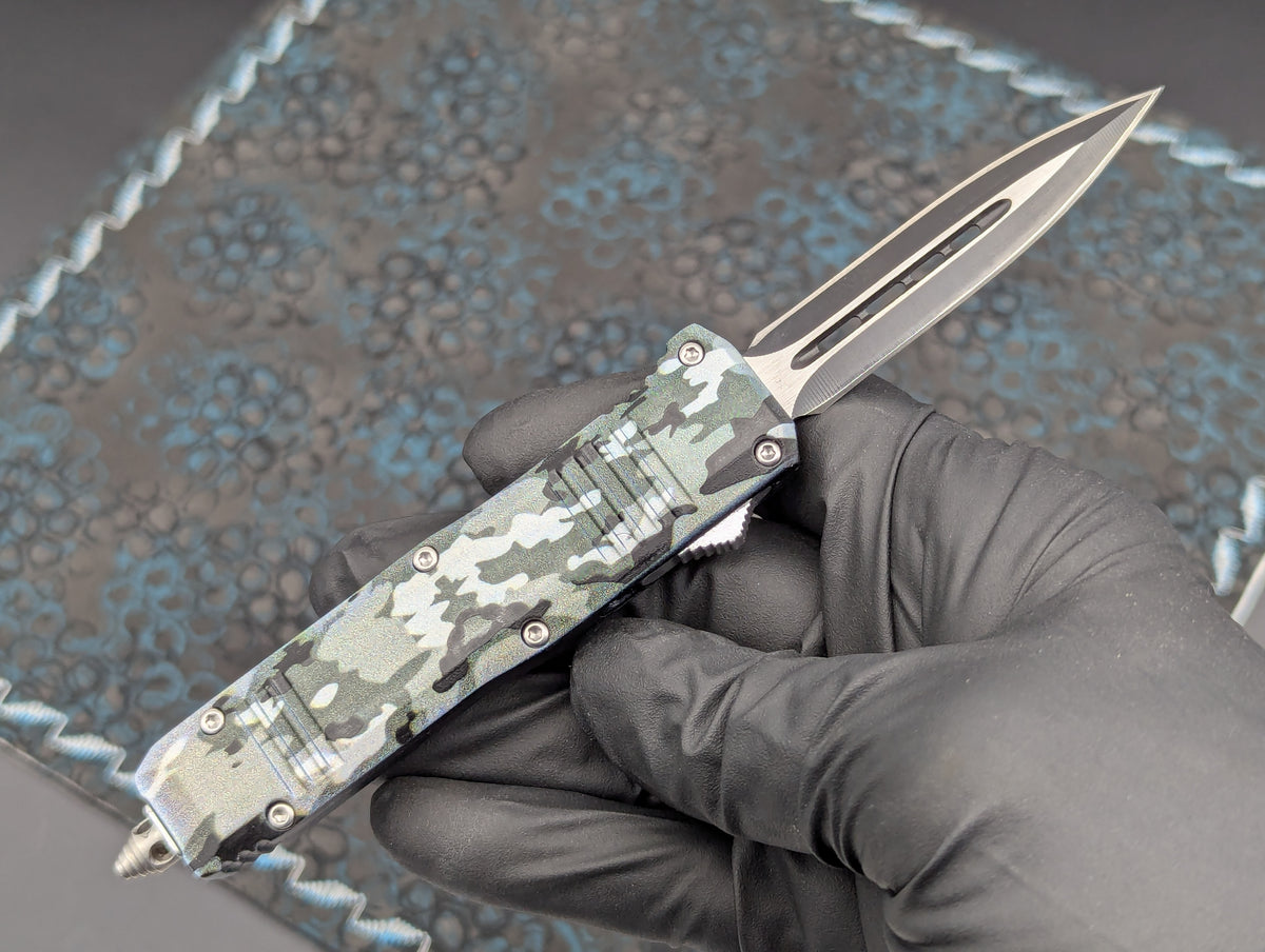 7" Mini Digital Green Camo D/A OTF Knife