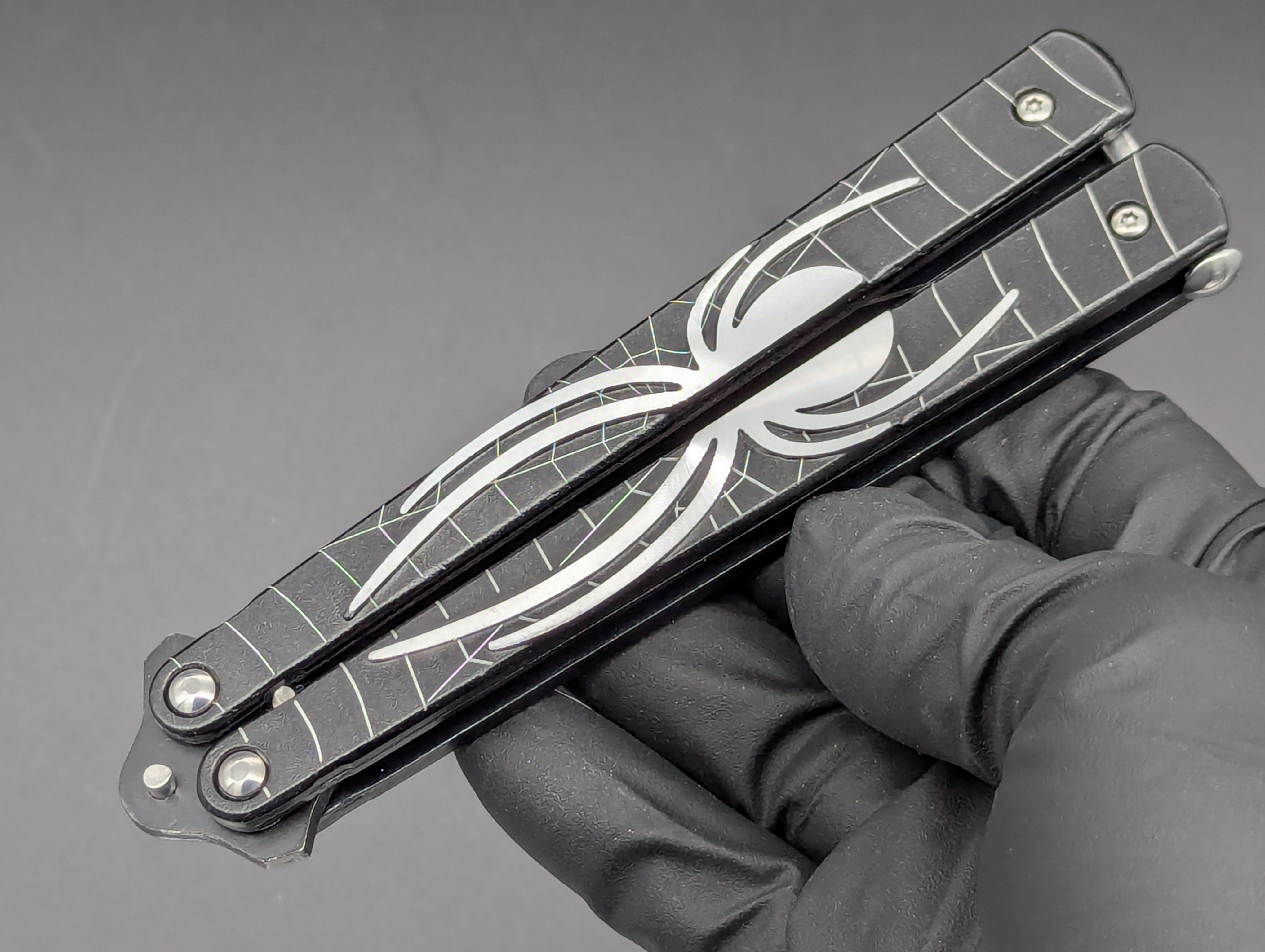 Spiderfly Old School Butterfly Knife Black – LIGHTNING OTF KNIVES
