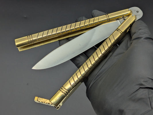 PHILIPPINES HANDMADE BALISONG SOLID BRASS HEAVYWEIGHT STRAIGHT BLADE