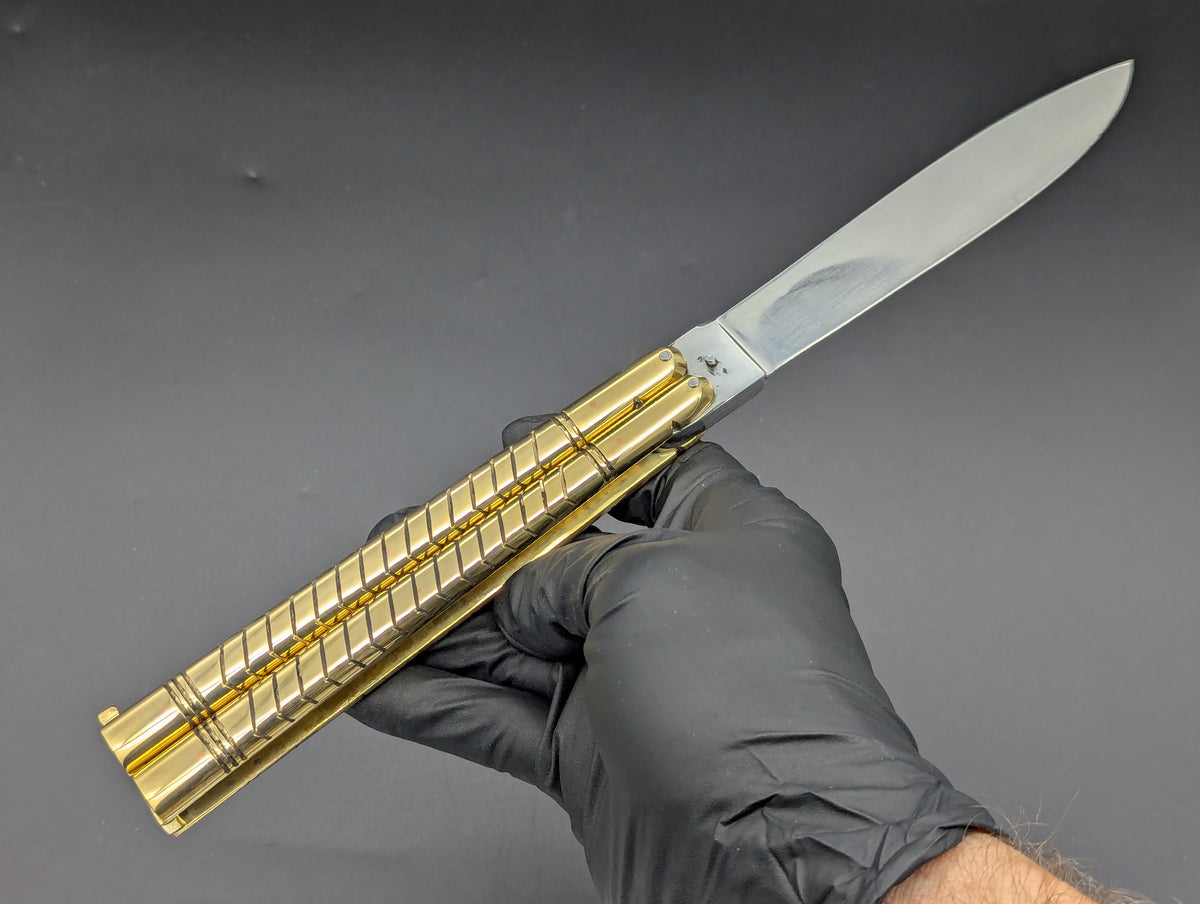 PHILIPPINES HANDMADE BALISONG SOLID BRASS HEAVYWEIGHT STRAIGHT BLADE