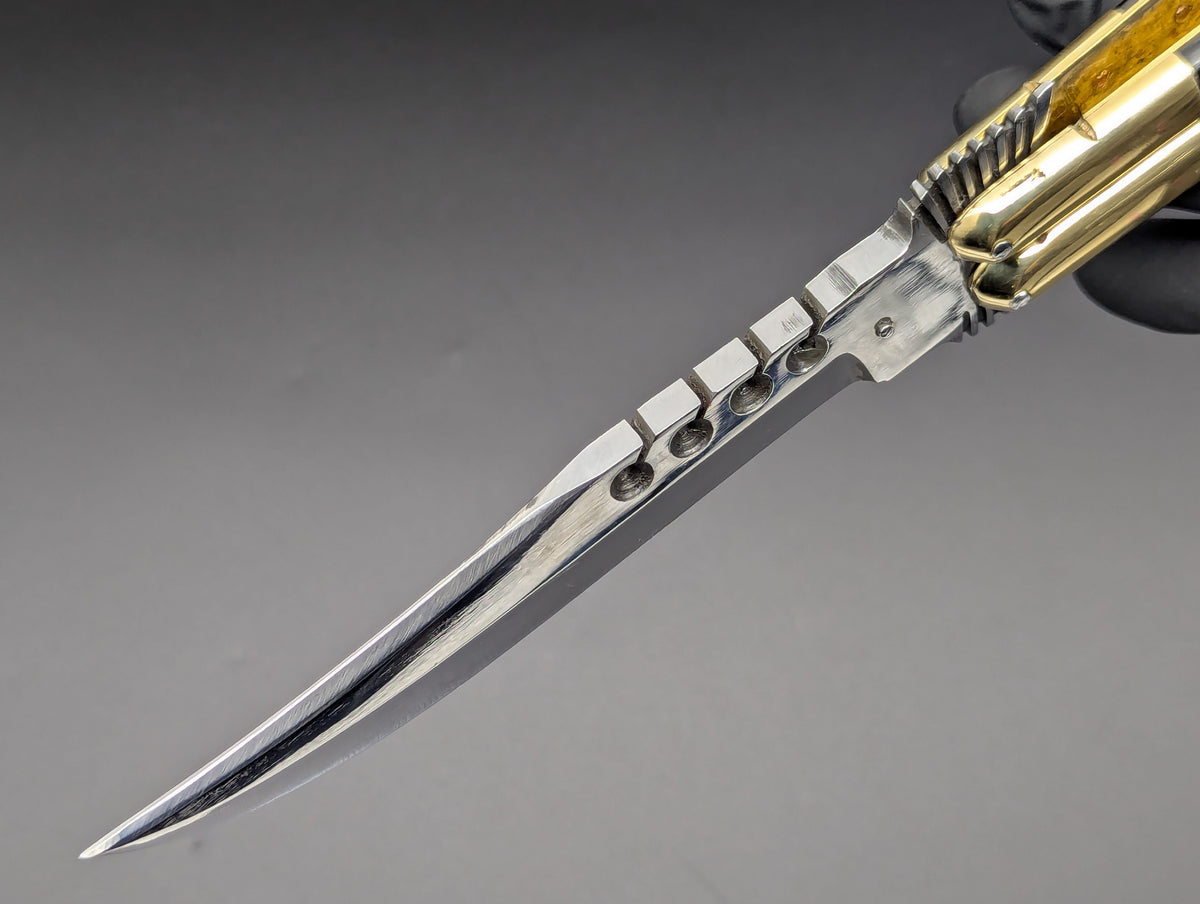 29CM RAMBO EAGLE TANG BRASS DEER HORN FHM BALISONG