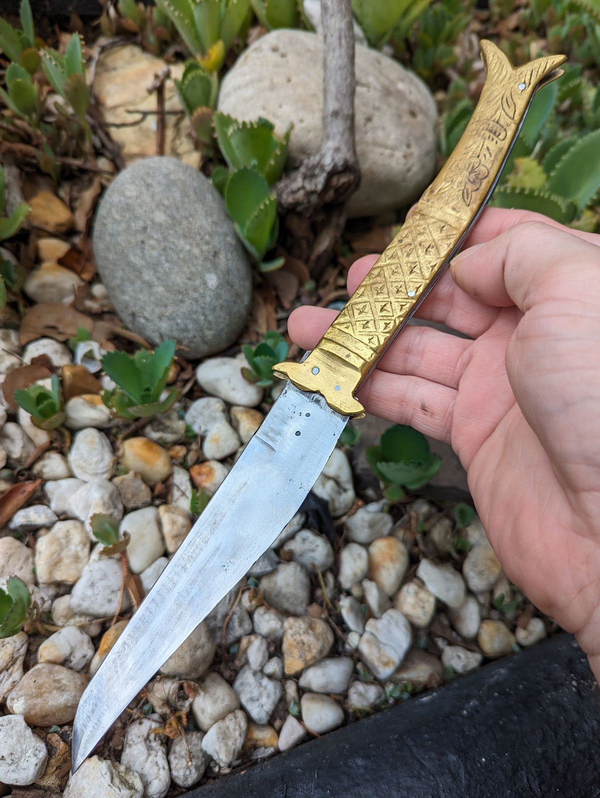 Large Vintage Brass Rampur Handmade Automatic Leverlock