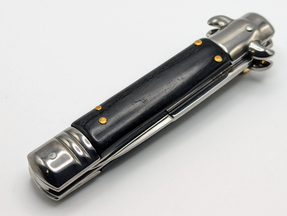 VITYAZ SLIMLINE BK WOOD LEVERLOCK SWITCHBLADE KNIFE