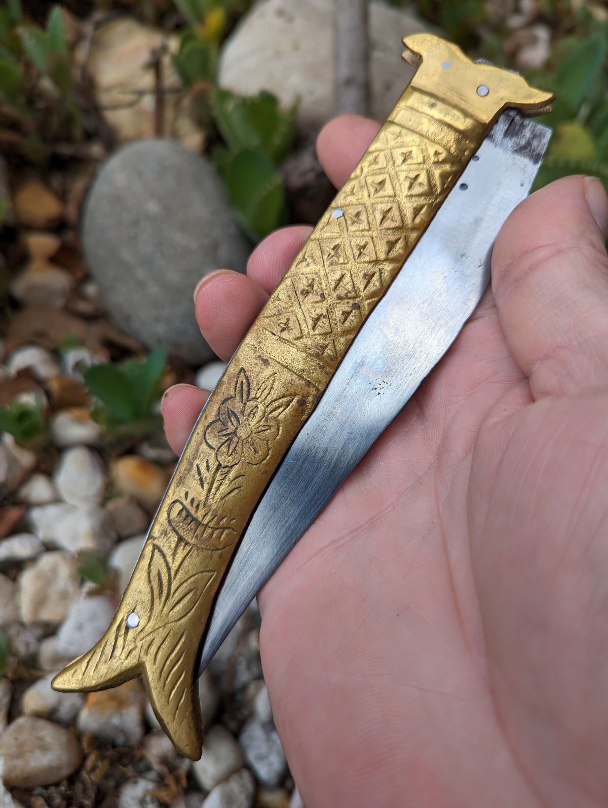 Large Vintage Brass Rampur Handmade Automatic Leverlock