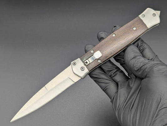 9" SOLID WOOD DAGGER AUTOMATIC LEVERLOCK