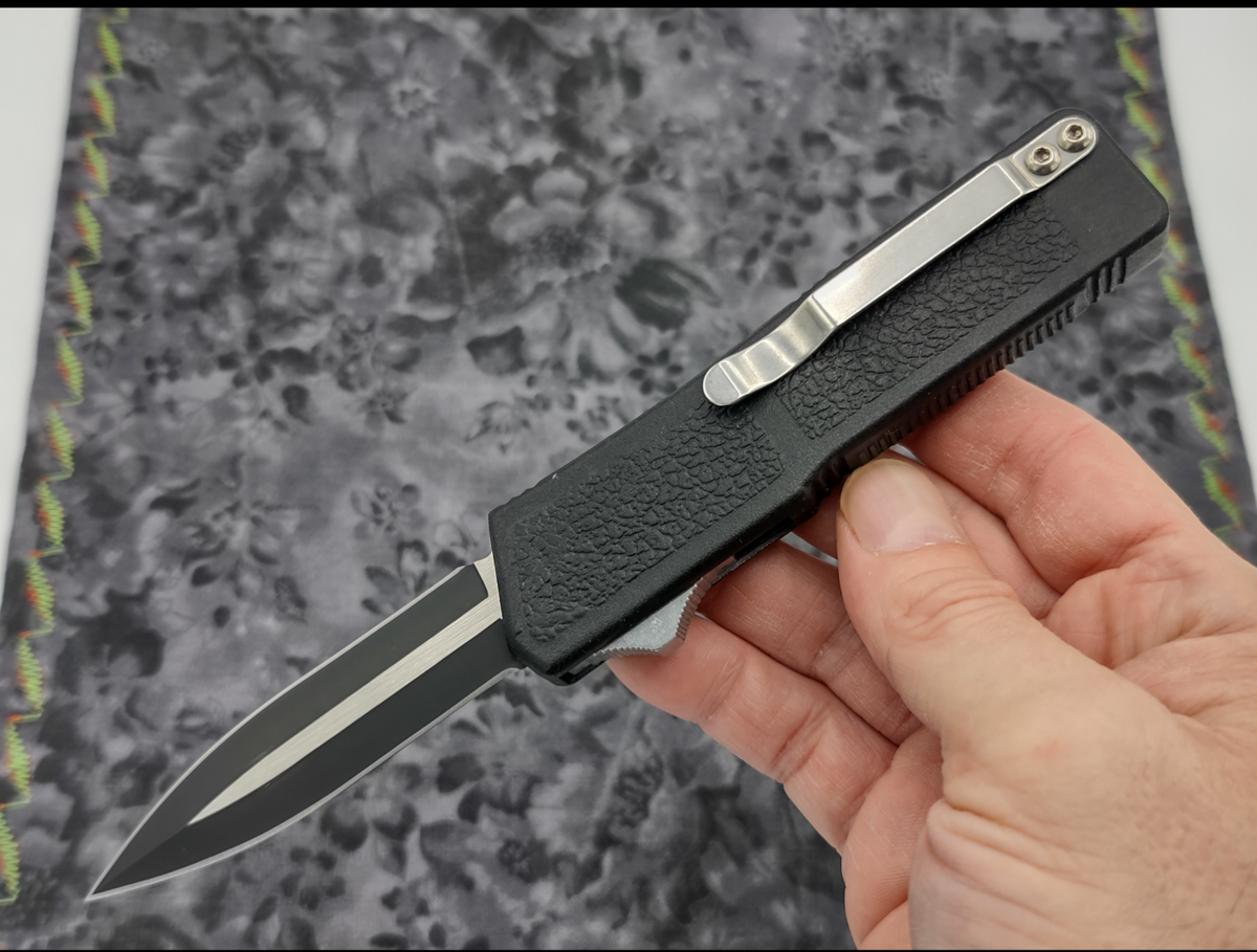 Black 2-Tone Double Edge Lightning OTF Knife