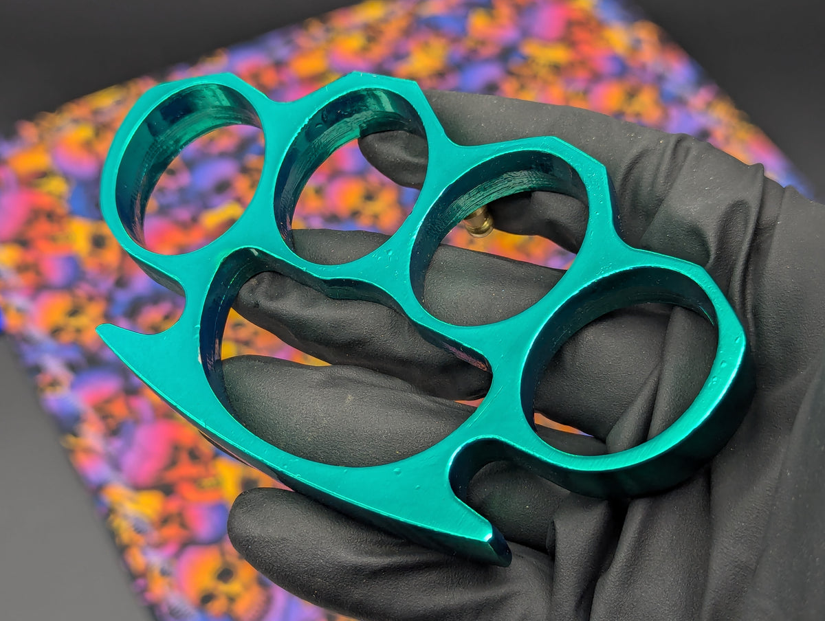 Metallic Green Alloy Square Top Brass Knuckles