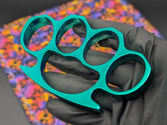 Metallic Green Alloy Square Top Brass Knuckles