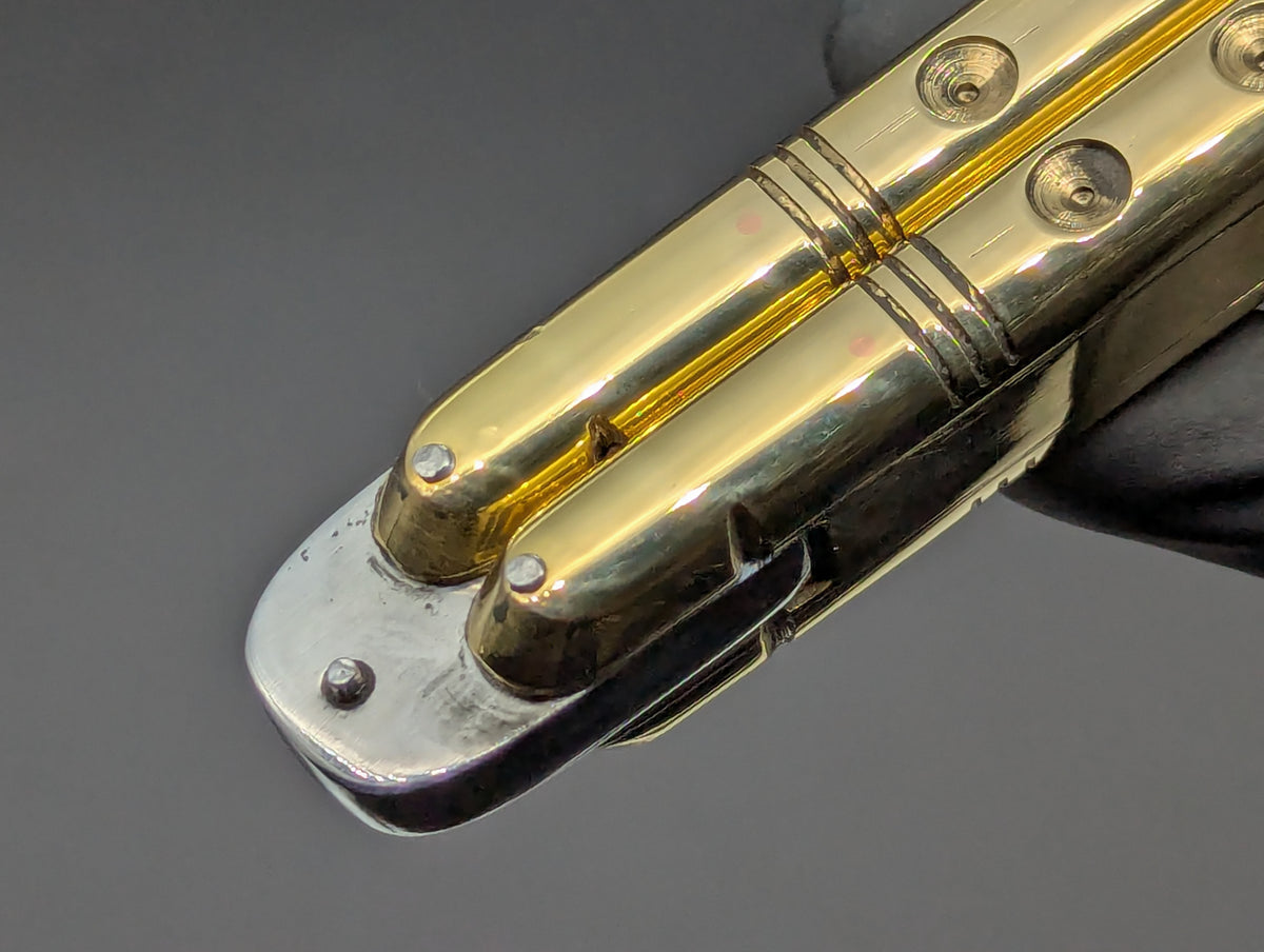 HUGE BRASS SLAB FHM BALISONG 384 GRAM RAZOR BLADE