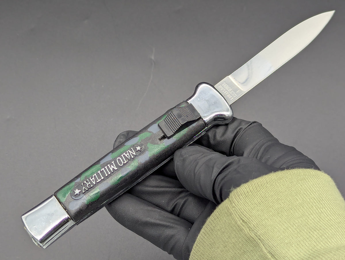 80's VINTAGE NATO MILITARY OTF KNIFE GREY CAMO