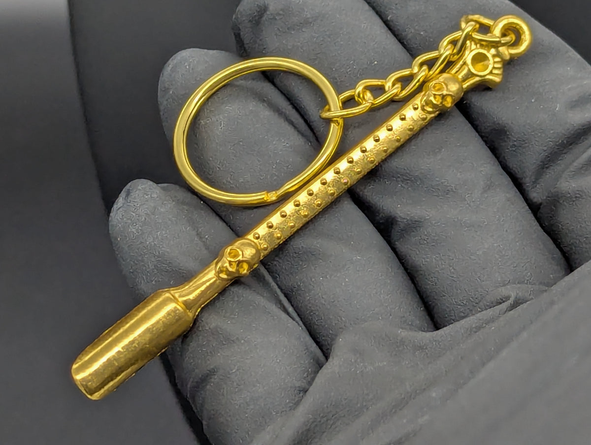 GOLD BLING SKULL MAGIC PARTY SPOON KEYRING