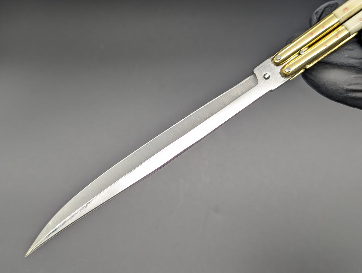 11" ULTRA SLIMLINE 2-TONE BONE & HORN FHM BALISONG CP