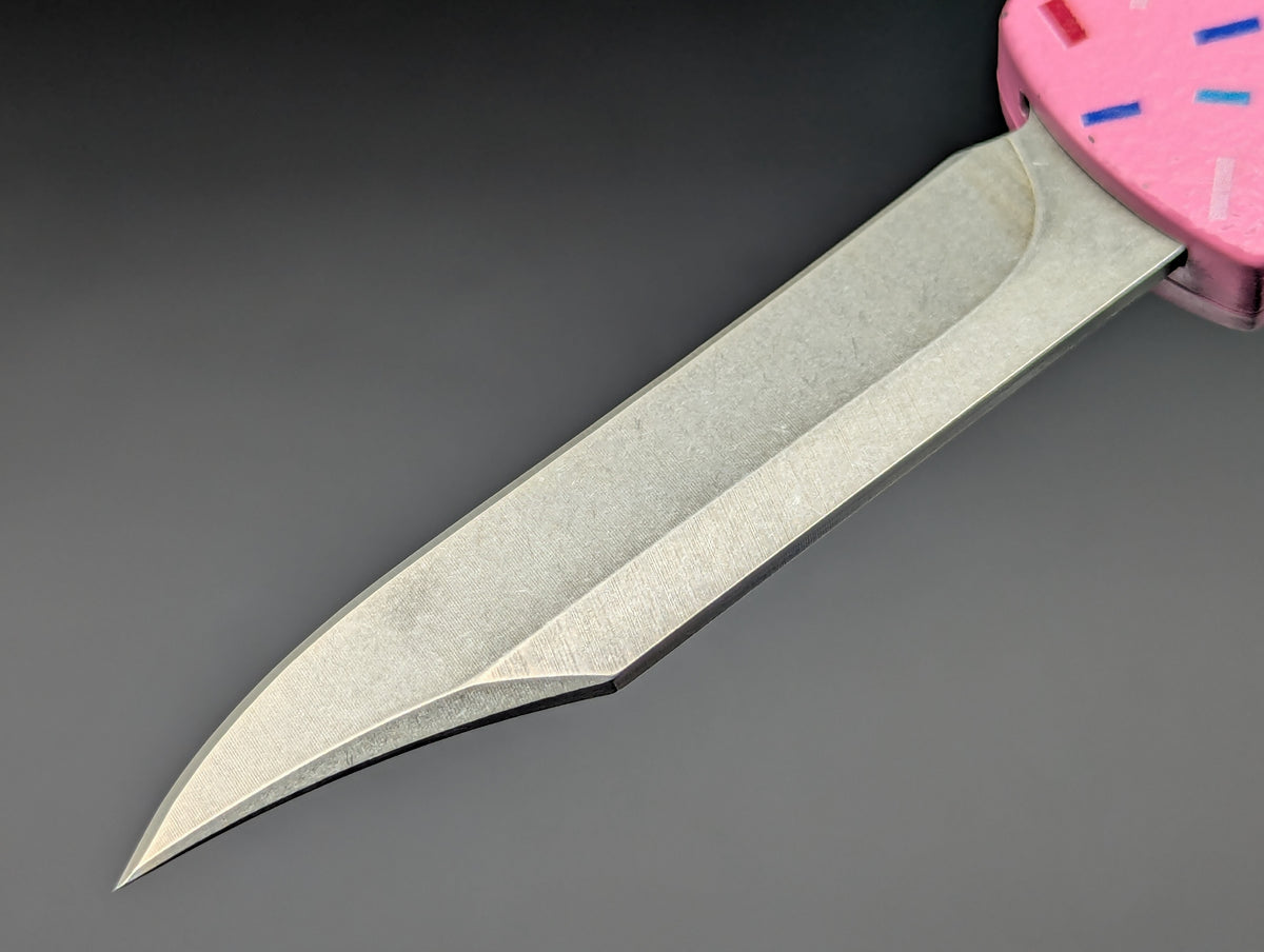 PINK SPRINKLED DONUT CLIP POINT D/A OTF KNIFE