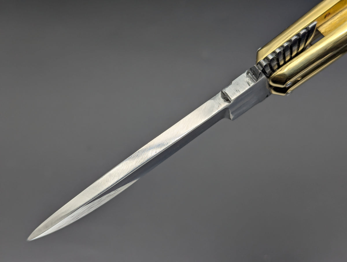 8.7" BURNT BONE EAGLE TANG STRAIGHT BLADE FHM BALISONG 1