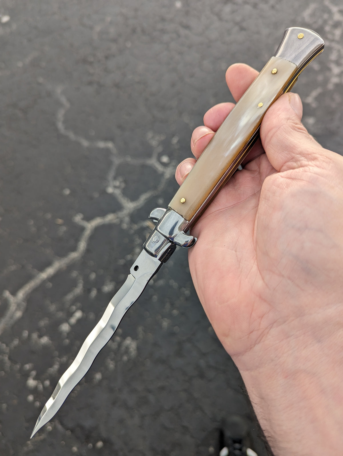 11" FRANK BELTRAME HONEY HORN KRIS BLADE ITALIAN STILETTO #2