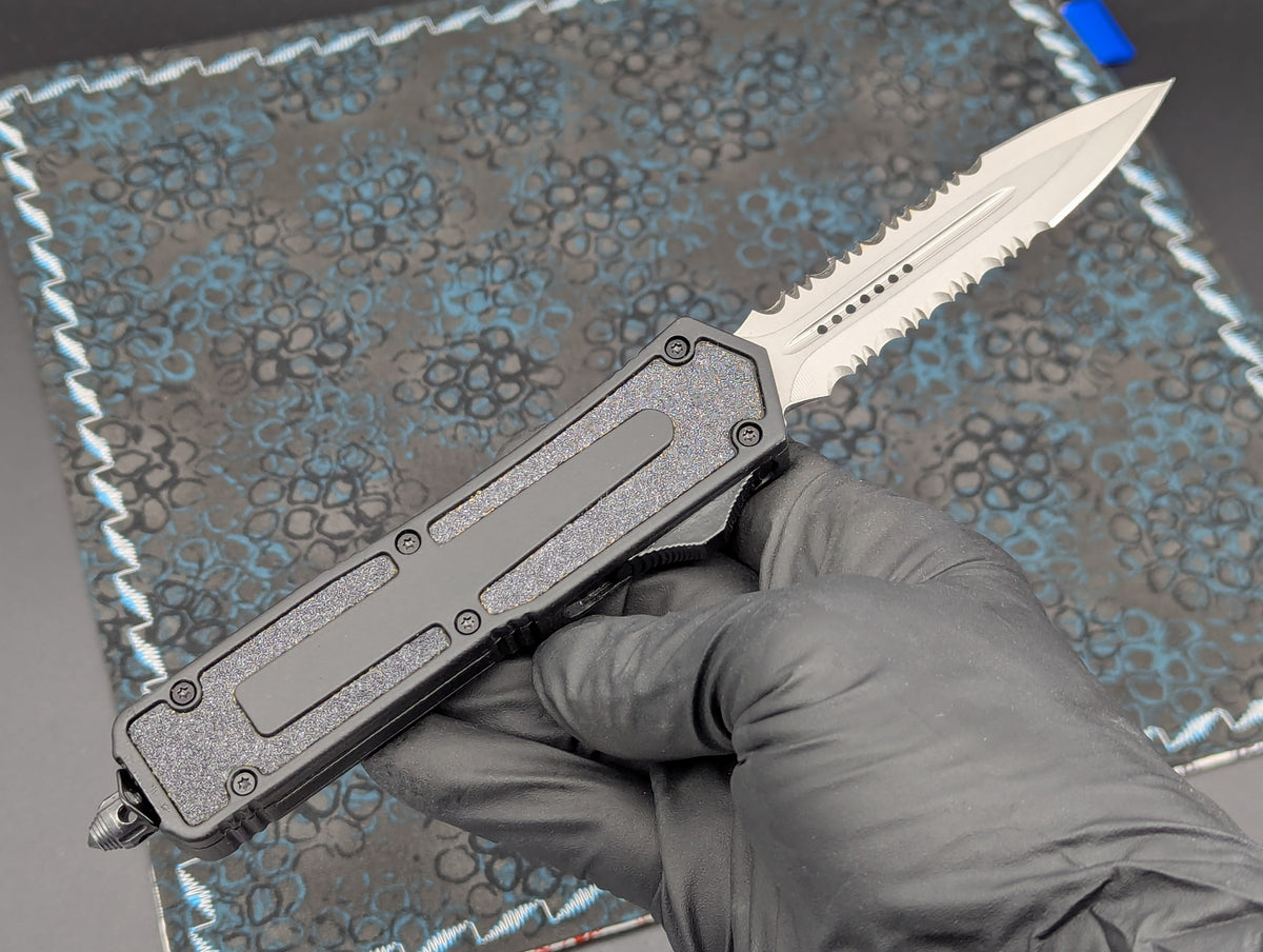 8.5" DOUBLE SERRATED TACTICAL D/A OTF KNIFE