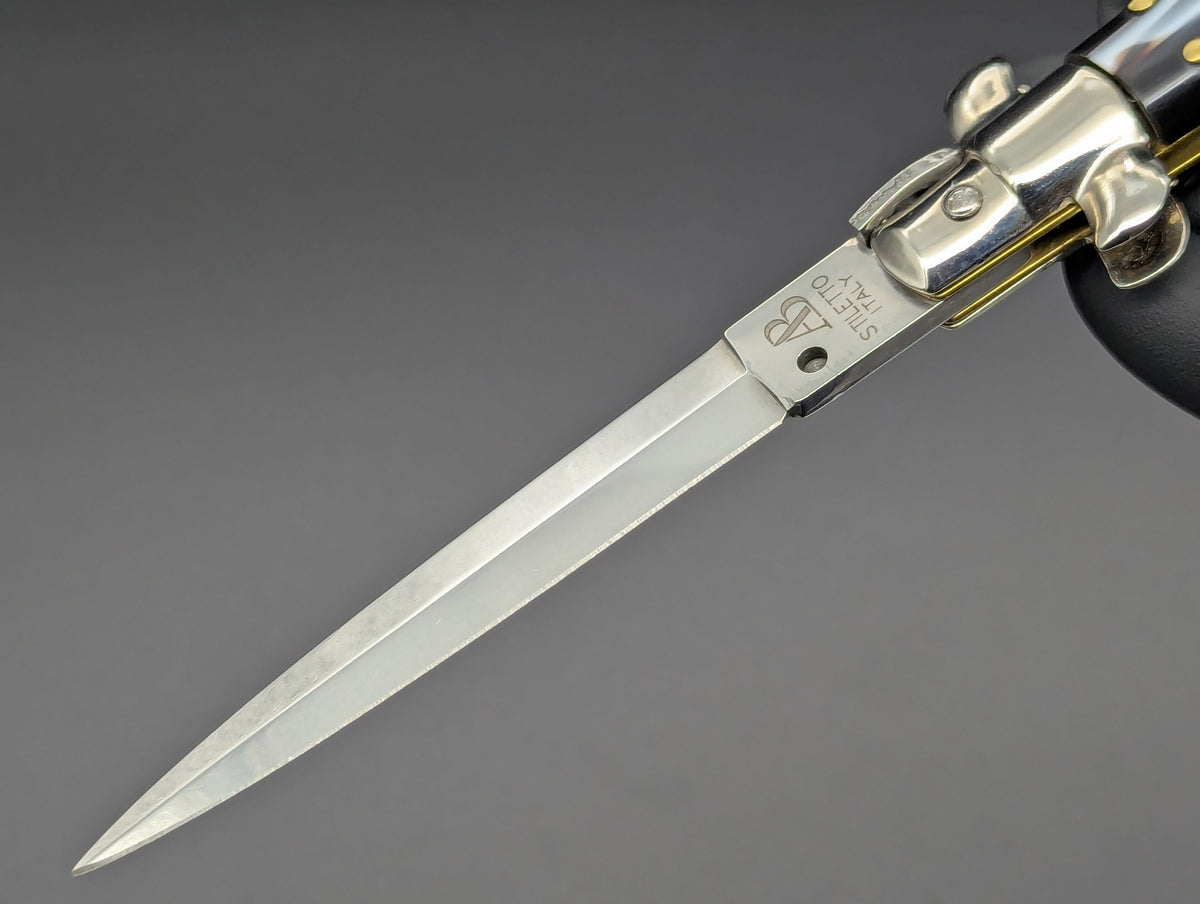 VINTAGE NOS 9" AB ITALY ARMANDO BELTRAME FAUX FLAMED HORN DAGGER STILETTO