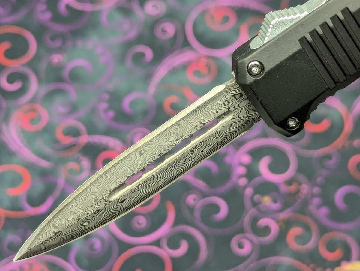 7" OL Damascus Blade Double Edge D/A OTF Knives