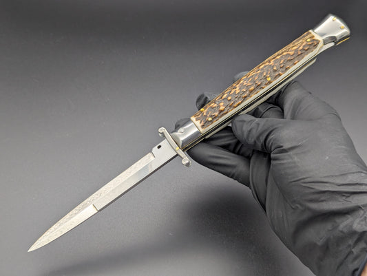 11" STAG HORN FRANK BELTRAME SWINGUARD SWITCHBLADE STILETTO