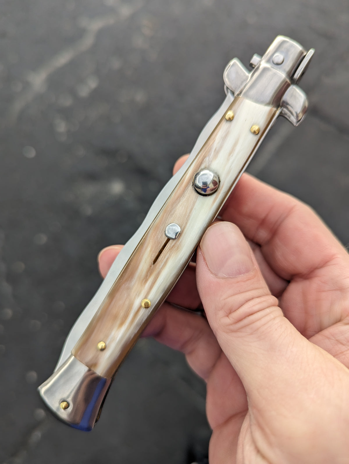 11" FRANK BELTRAME HONEY HORN KRIS BLADE ITALIAN STILETTO #1