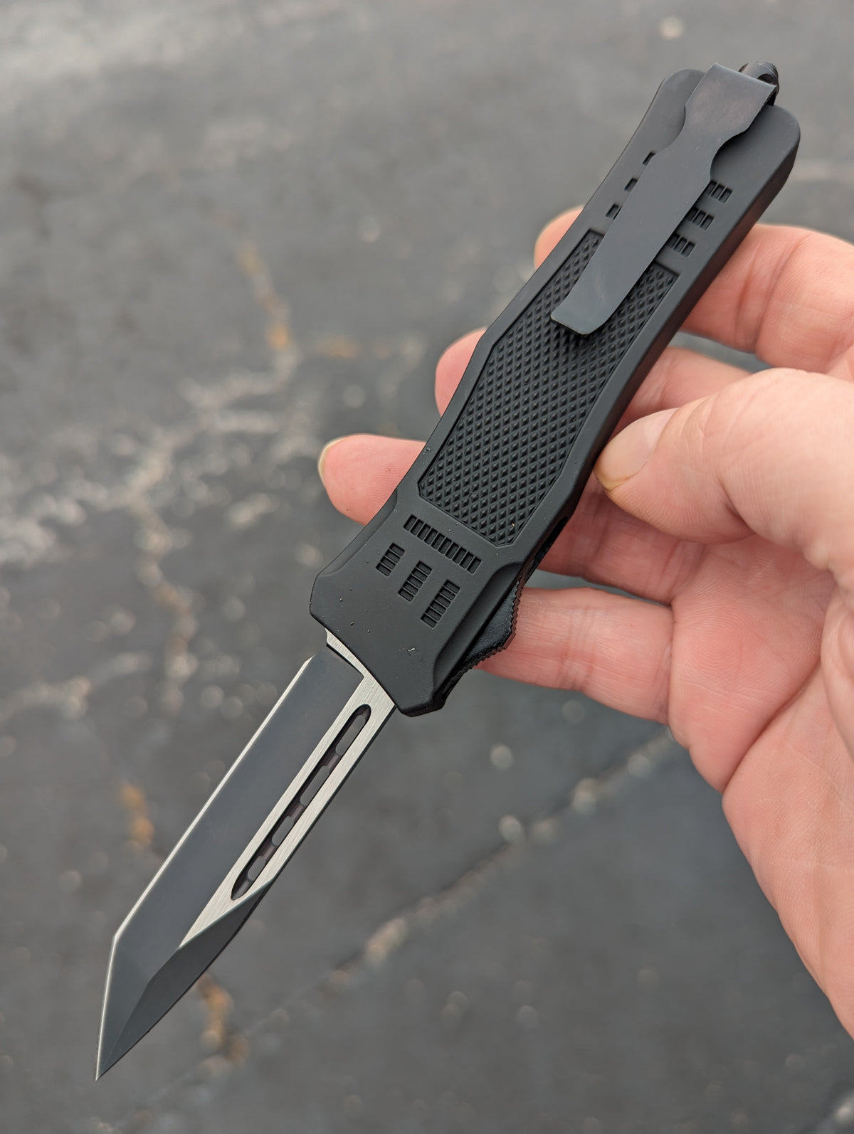 8.25" Tanto CQB OTF Automatic Knife Black Tactical