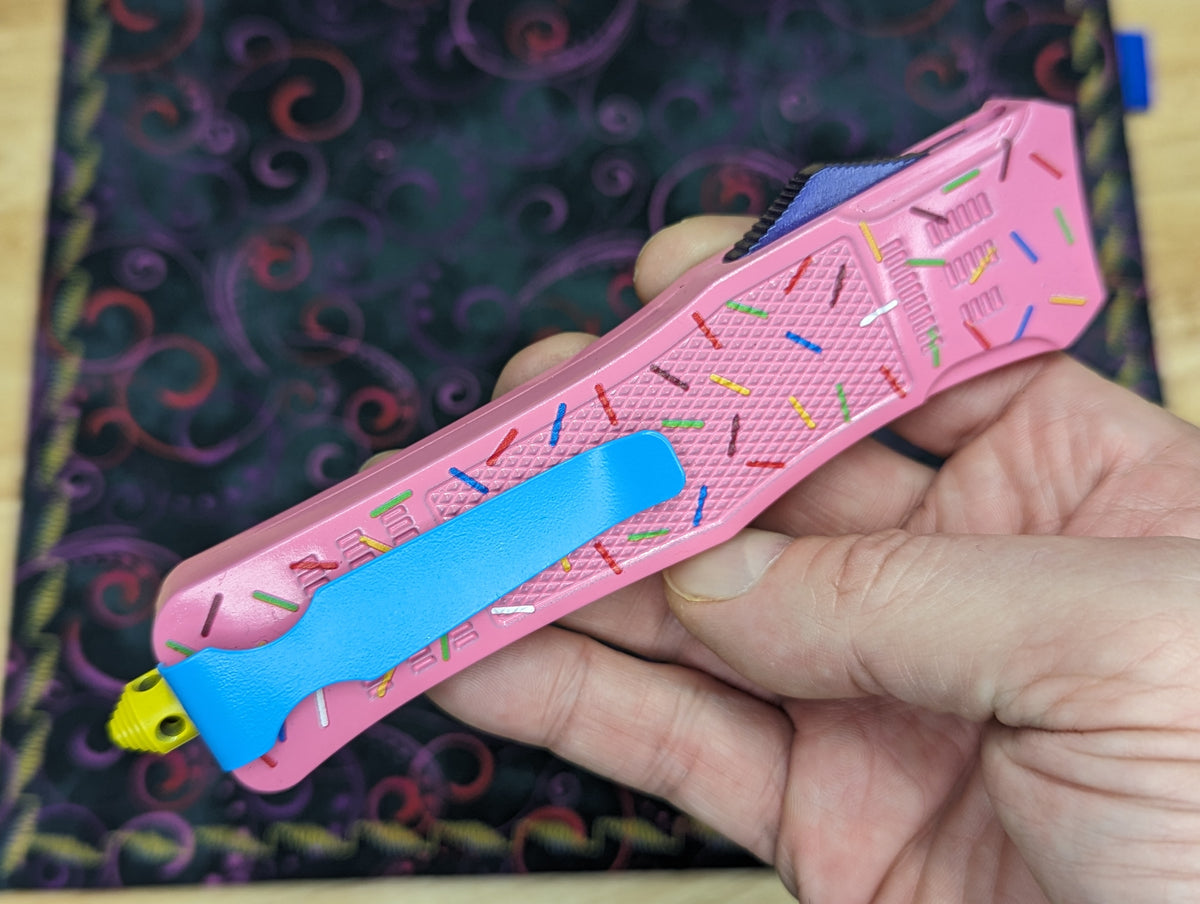 9.5" PINK SPRINKLE CQB D/A OTF KNIFE