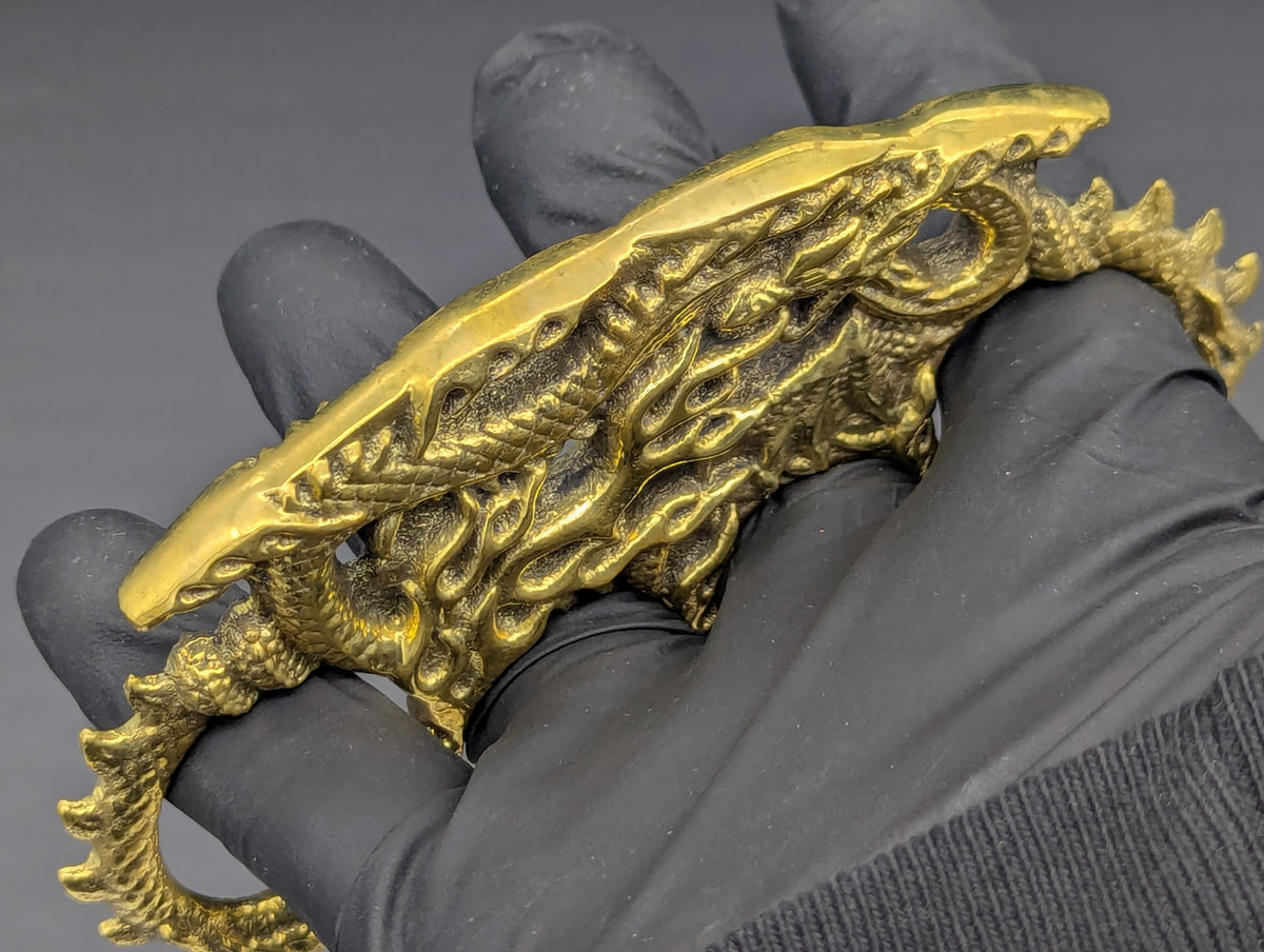SOLID CAST BRASS LUCKY DRAGON KNUCKLE DUSTER