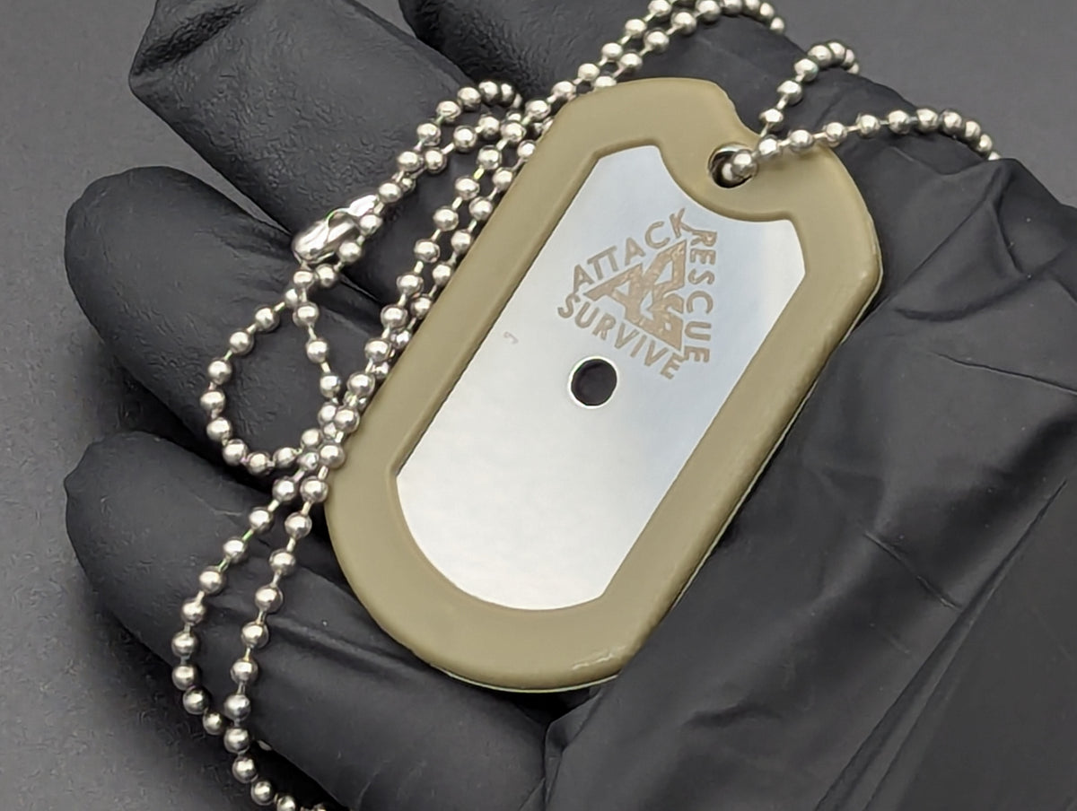 GREEN A.R.S. KNIVES 440c RAZORS EDGE DOG TAG
