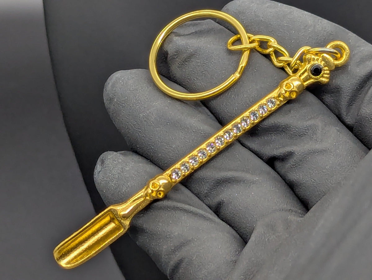 GOLD BLING SKULL MAGIC PARTY SPOON KEYRING